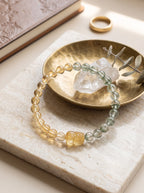 "Sovereign Wealth Matrix" Natural Citrine and Green Phantom Quartz Bracelet: Dual Alignment of Solar Plexus & Heart Chakra for Scaling & Arbitrage