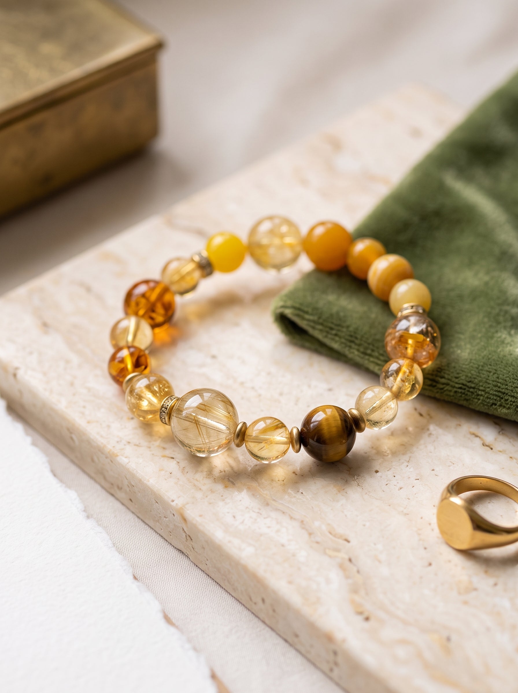 "Five Elements: Earth" Natural Citrine Bracelet: Stimulate Solar Plexus Abundance, Eradicate Scarcity Fear & Master Precision Investment