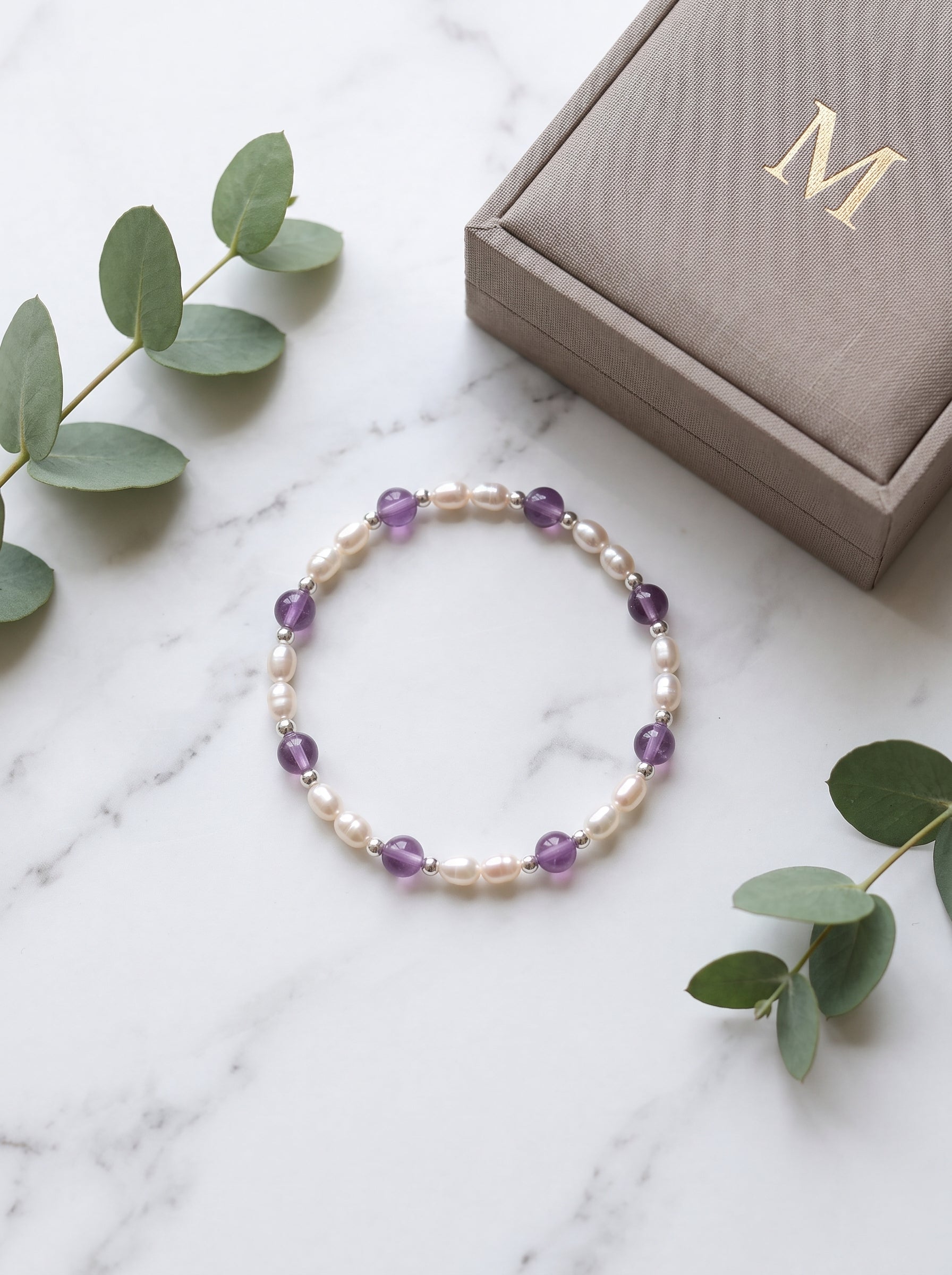 Violet Mist" Premium Dreamy Amethyst & Deep Sea Baroque Pearl Energy Bracelet: Third Eye & Heart Chakra Alignment, Dissolve Burnout & Manifest Sovereign Authority