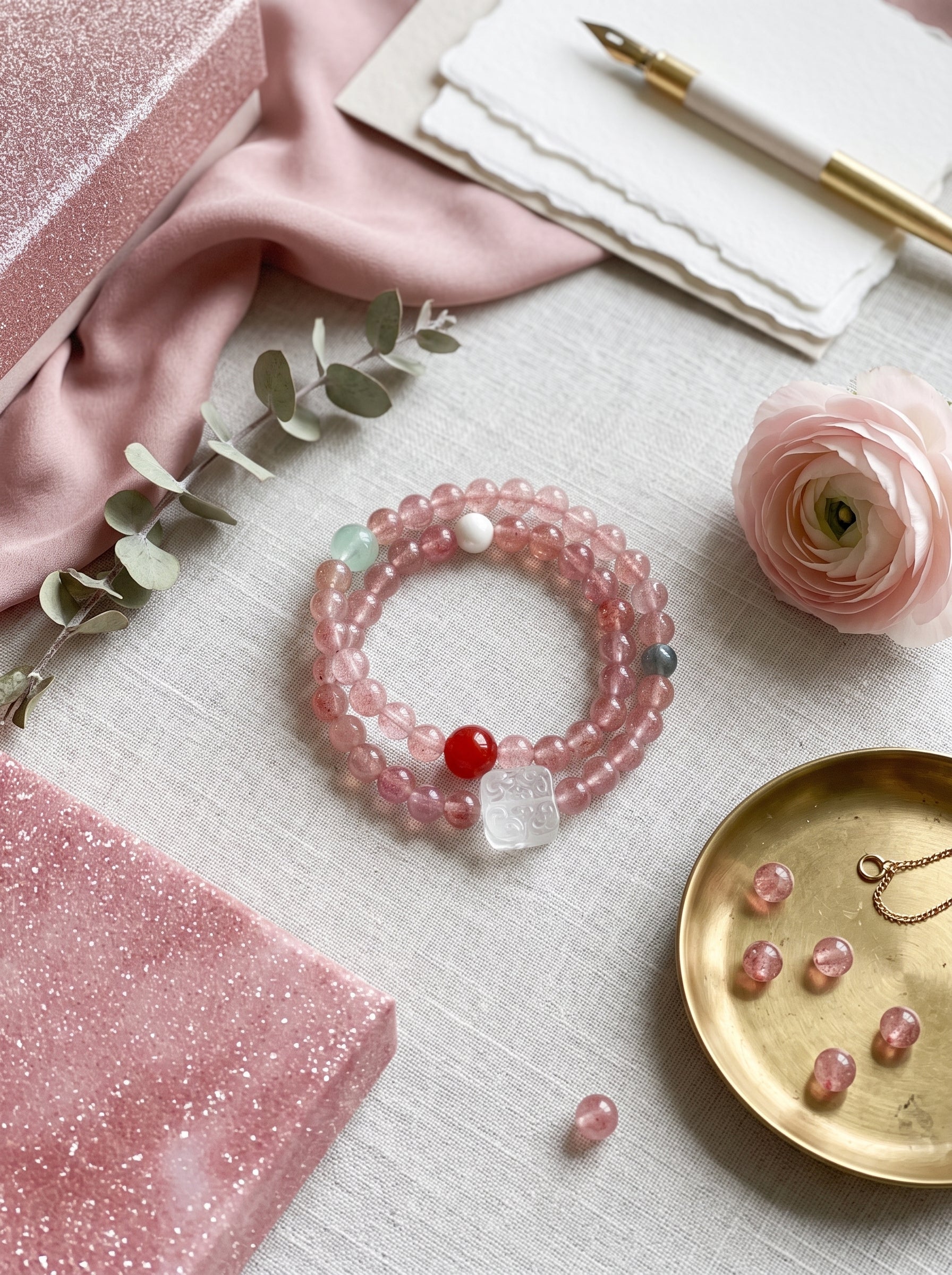 Four Directions Bloom" Premium Green Phantom & Green Rutilated Quartz Bracelet: Heart Chakra Alignment, Shatter Growth Plateaus & Manifest Global Enterprise Revenue