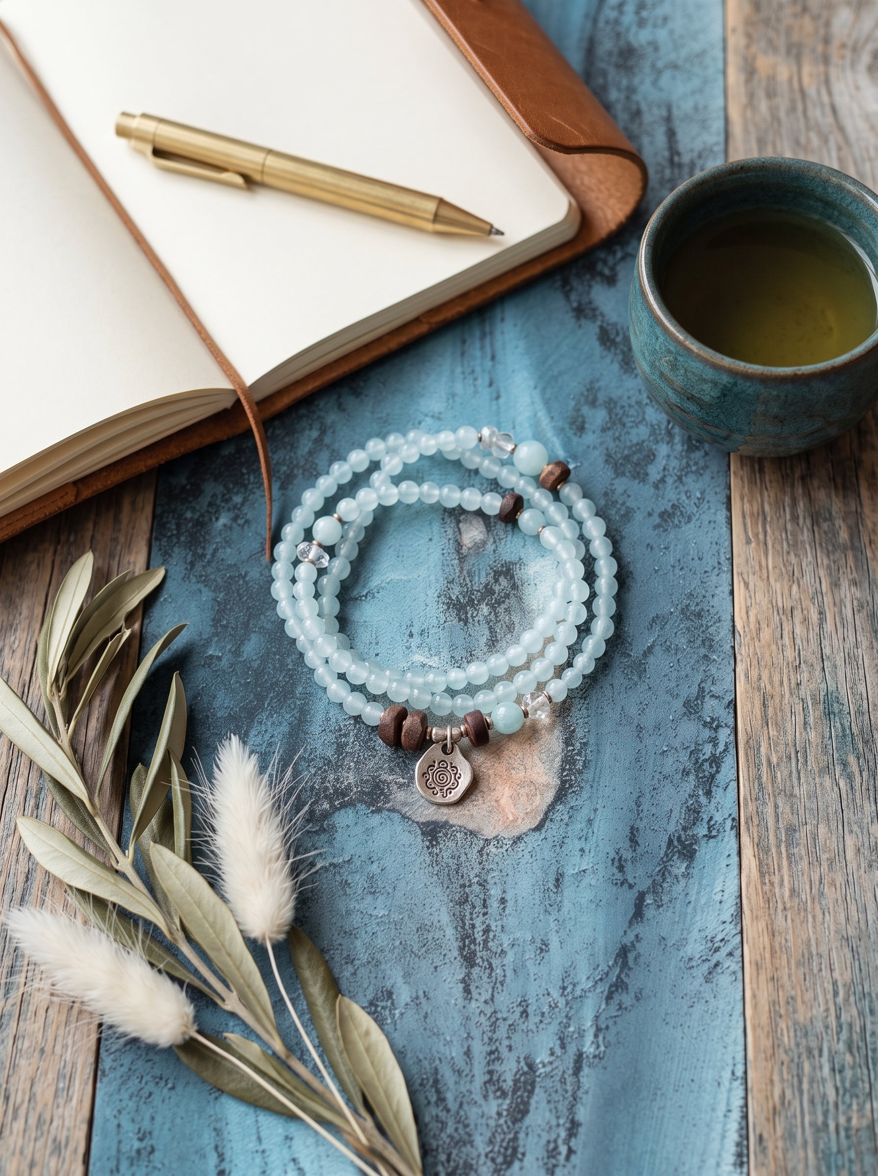 "Morning Mist" Aquamarine Bracelet: Dissolve Dawn Anxiety and Reclaim Clear Executive Communication