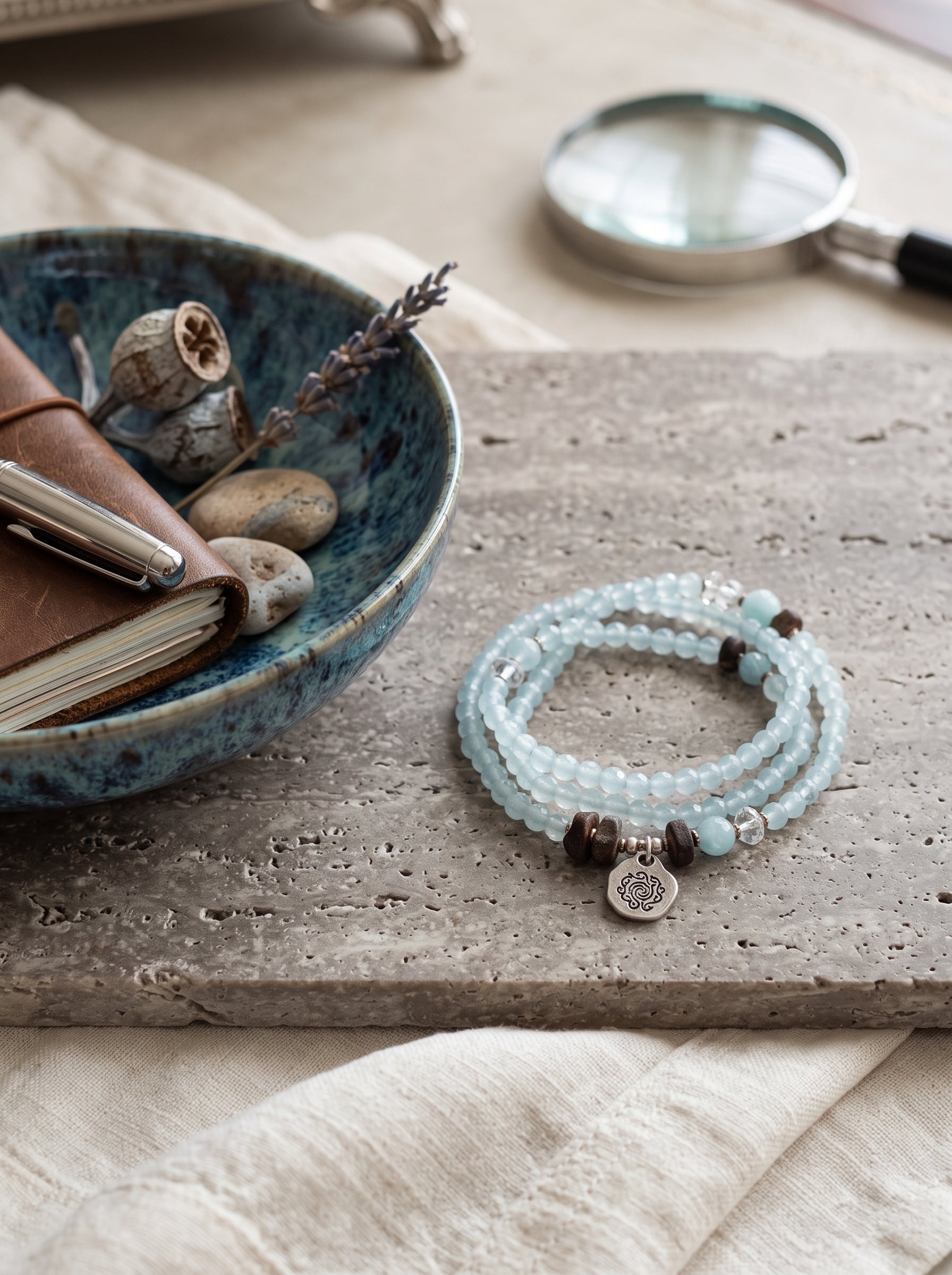 "Morning Mist" Aquamarine Bracelet: Dissolve Dawn Anxiety and Reclaim Clear Executive Communication