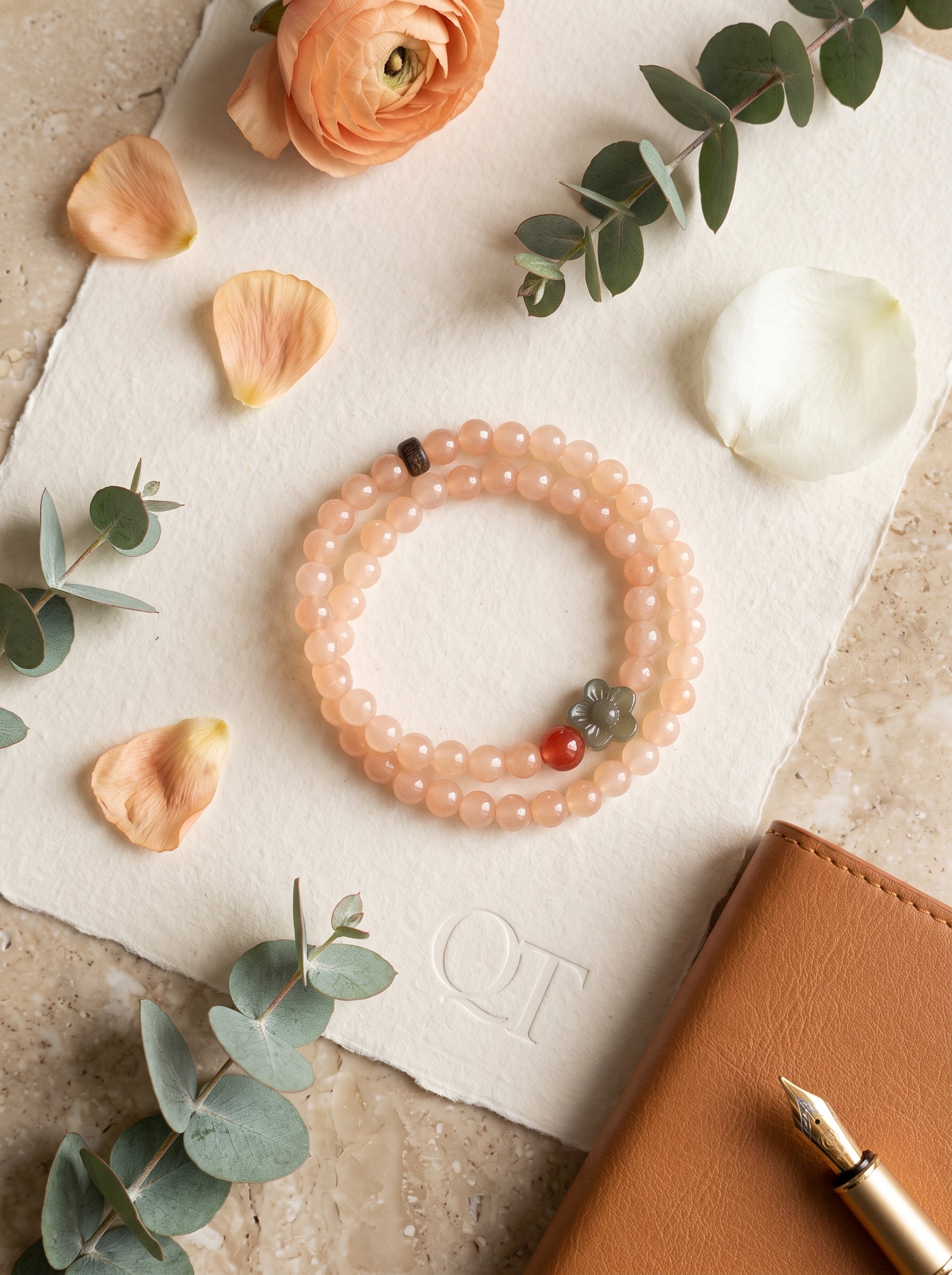 Sweet Blossom Curd" Premium Natural Rose Quartz & Lychee Jelly Agate Energy Bracelet: Heart Chakra Alignment, Dissolve Burnout & Manifest Sovereign Charisma