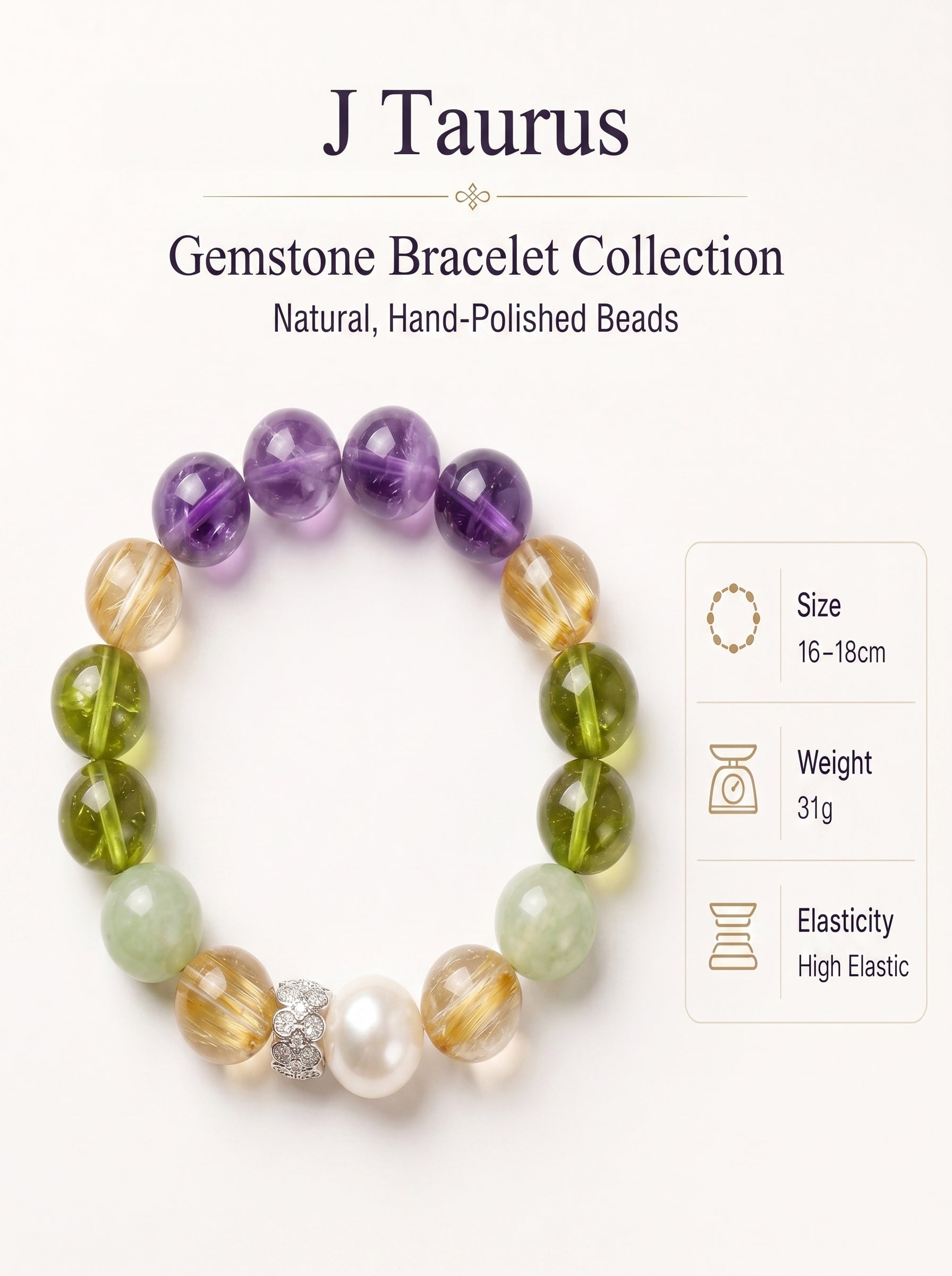 Taurus Golden Manifestation Crystal Bracelet | Rutilated Quartz & Aventurine Talisman
