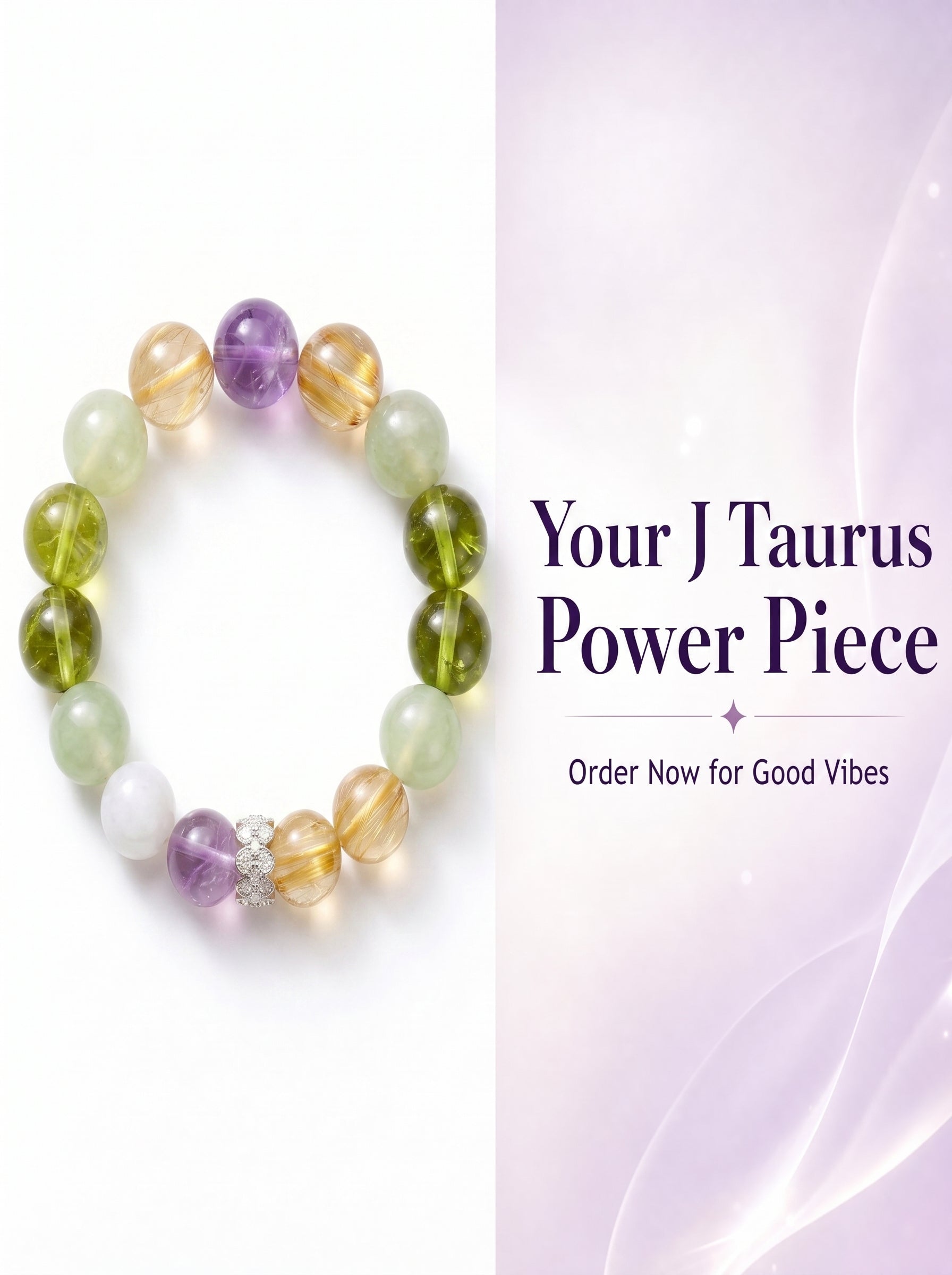 Taurus Golden Manifestation Crystal Bracelet | Rutilated Quartz & Aventurine Talisman