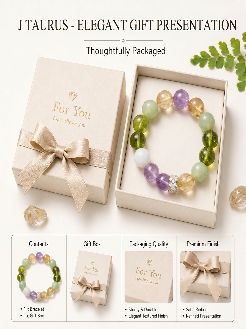 Taurus Golden Manifestation Crystal Bracelet | Rutilated Quartz & Aventurine Talisman