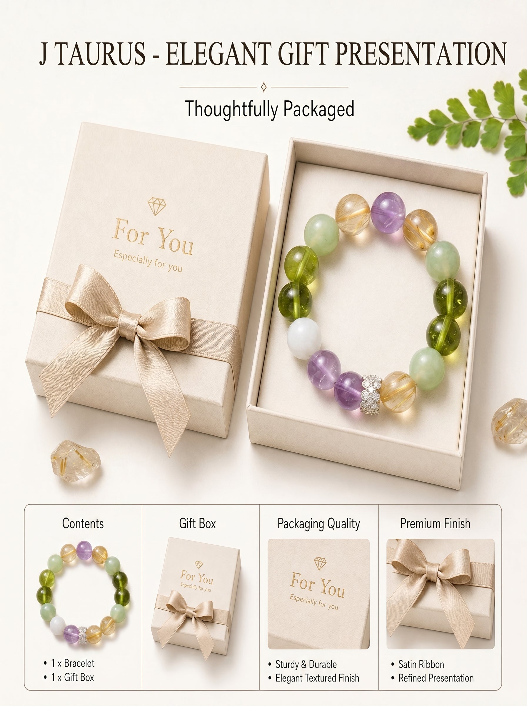 Taurus Golden Manifestation Crystal Bracelet | Rutilated Quartz & Aventurine Talisman