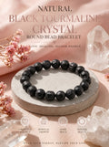 Premium Black Tourmaline Beaded Bracelet | Hand-Polished Natural Gemstone Jewelry for Energy Cleansing