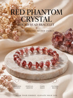 Premium Red Phantom Quartz Beaded Bracelet | Hand-Polished Natural Crystal Jewelry for Wealth & Passion