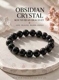 Premium Black Obsidian Beaded Bracelet | Hand-Polished Natural Gemstone Jewelry for Energy Cleansing