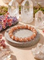 Premium Orange Moonstone Beaded Bracelet | Hand-Polished Natural Gemstone Jewelry for Inner Peace & Radiance