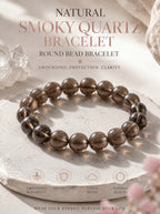 Premium Smoky Quartz Beaded Bracelet | Hand-Polished Natural Gemstone Jewelry for Mindfulness & Clarity