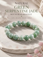 Authentic Xiuyan Jade Bracelet with Crystal Accents | The "Stone of Vitality" | Modern Boho-Chic Jewelry