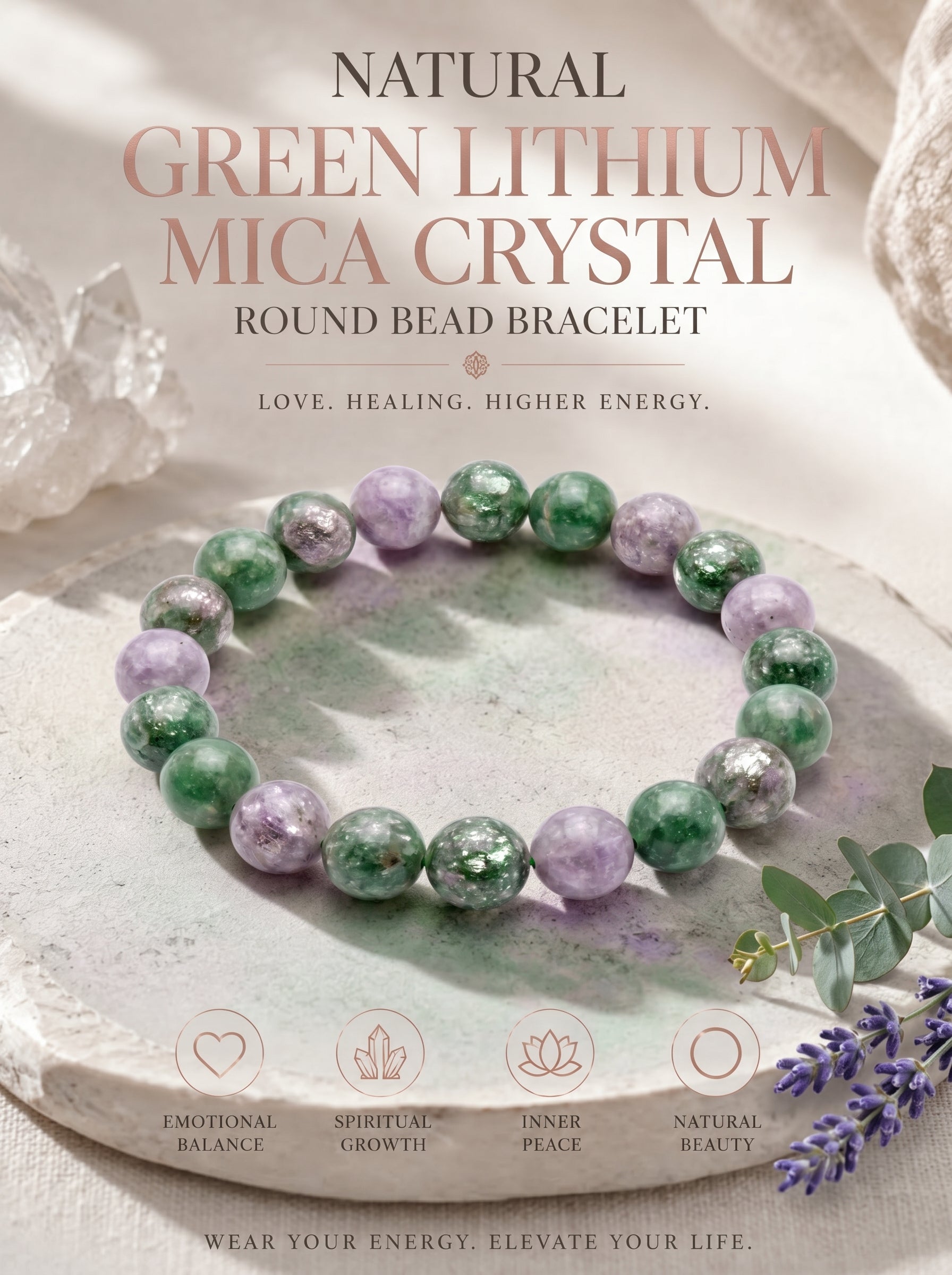 Authentic Green Lepidolite Bracelet | The "Stone of Serenity" | Unique Healing Crystal Jewelry