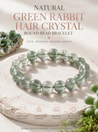 Authentic Green Rabbit Hair Quartz Bracelet | The "Stone of Vitality" | Unique Healing Crystal Jewelry