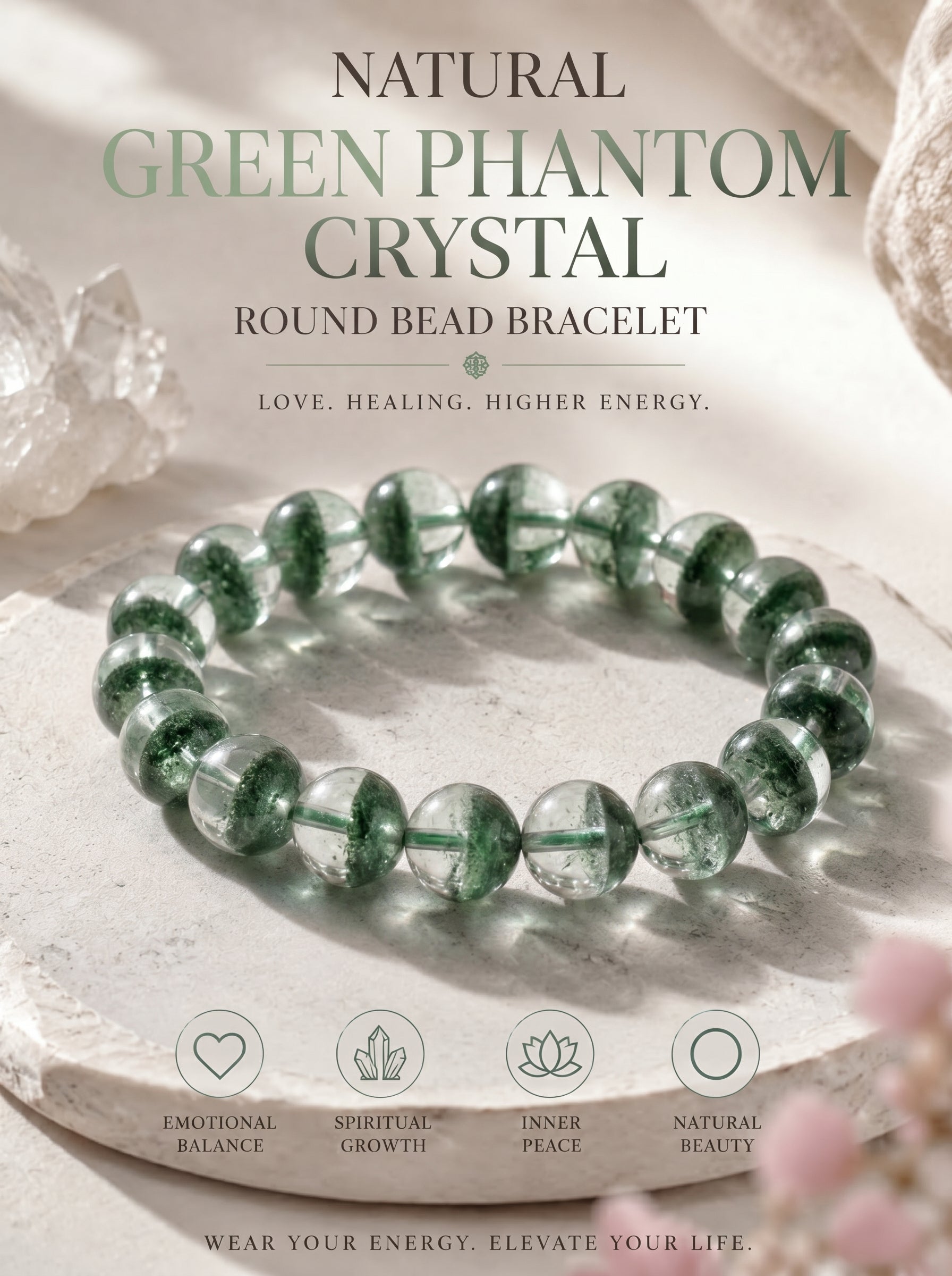 Authentic Green Phantom Quartz Bracelet | The "Money Magnet" | Unique Healing Crystal Jewelry