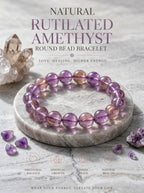 Authentic Purple Rutilated Quartz Bracelet | The "Stone of Prosperity" | Unique Healing Crystal Jewelry