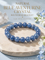 Premium Blue Aventurine Beaded Bracelet | Hand-Polished Natural Gemstone Jewelry for Inner Peace & Focus