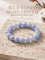 Premium Blue Lace Agate Beaded Bracelet | Hand-Polished Natural Gemstone Jewelry for Inner Peace