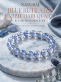 Premium Blue Rabbit Hair Quartz Beaded Bracelet | Hand-Polished Natural Gemstone Jewelry for Inner Peace & Clarity
