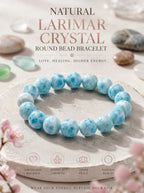 Premium Larimar Beaded Bracelet | Hand-Polished Natural Gemstone Jewelry for Peace & Communication
