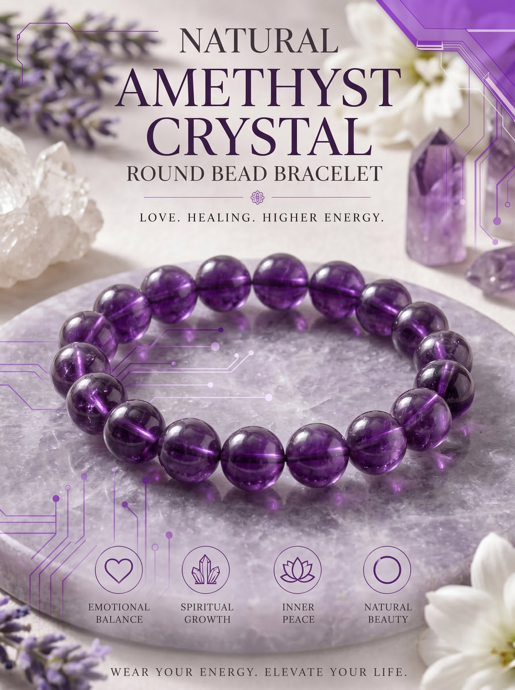 Authentic Purple Fluorite Bracelet | The "Stone of Spirit" | Unique Gemstone Jewelry for Meditation